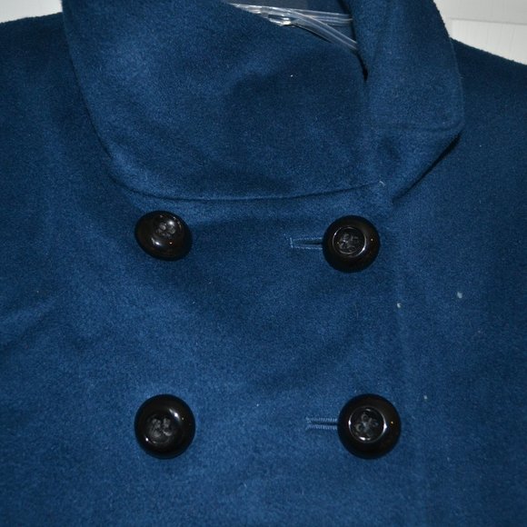Victoria Secret Moda International Peacock Blue Wool Pea Coat, Medium - Picture 4 of 7